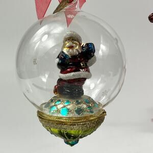 Thomas Pacconi Santa Claus Snowglobe Glass Ornament Blown Glass Glitter Vtg